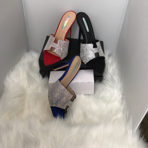 New black rhinestone heels - Picture 5 of 8